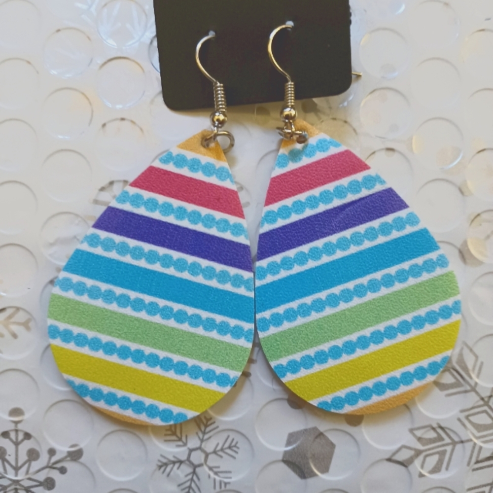 Rainbow with stripes and dots earrings